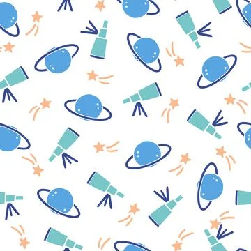 Cute childish seamless pattern of space イラスト素材