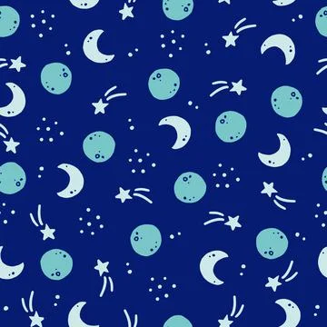 Cute childish seamless pattern of space Stock Illustration