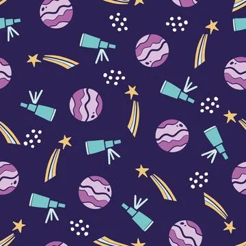 Cute childish seamless pattern of space 스톡 일러스트