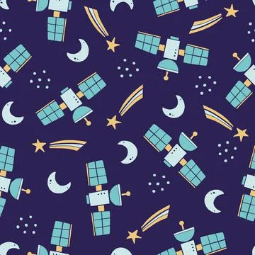 Cute childish seamless pattern of space Stock Illustration