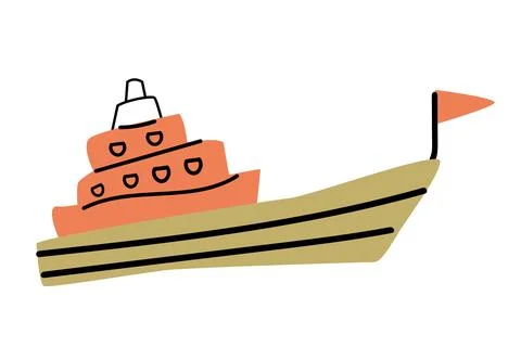 Cute childish ship - nautical vector illustration of sea transport Stock Illustration