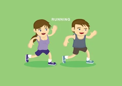 Cute Children Doing Running Exercise Ilustração Stock