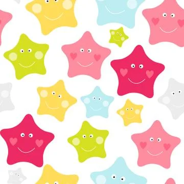 Cute Children s Seamless Pattern Background with Stars Illustration 스톡 일러스트