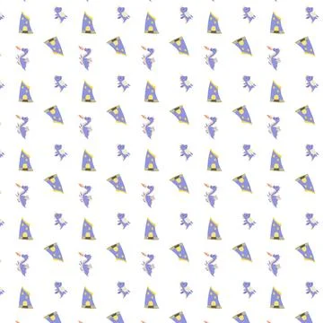Cute childrens dragons pattern with fairy funny character. Stock Illustration