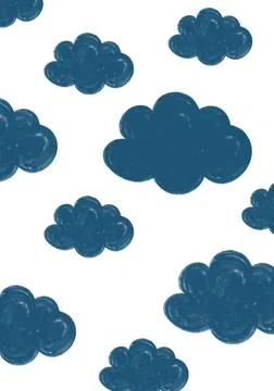 Cute children's drawing. Chalk. Cloudy sky Stock Illustration