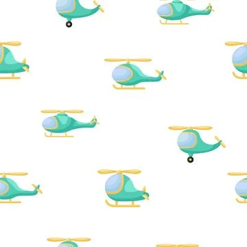 Cute children's seamless pattern with green hellicopters. Creative kids tex.. Stock Illustration