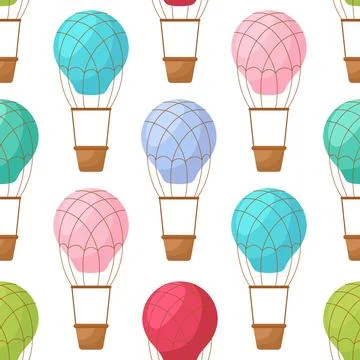 Cute children's seamless pattern with hot air balloons. Creative kids textu.. Stock Illustration