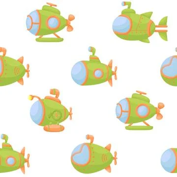 Cute children's seamless pattern with submarines. Creative kids texture for.. Illustrazione stock