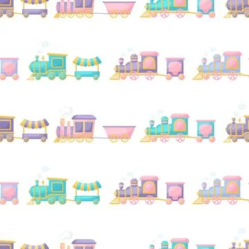 Cute children's seamless pattern with trains. Creative kids texture for fab.. Stock Illustration