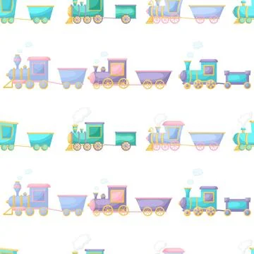Cute children's seamless pattern with trains. Creative kids texture for fabric Stock Illustration