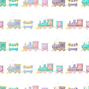 Cute children's seamless pattern with trains. Creative kids texture for fabric Illustrazione stock