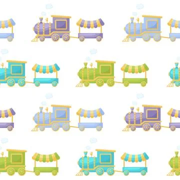 Cute children's seamless pattern with trains. Creative kids texture for fab.. Stock Illustration