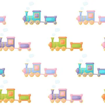 Cute children's seamless pattern with trains. Creative kids texture for fab.. Stock Illustration