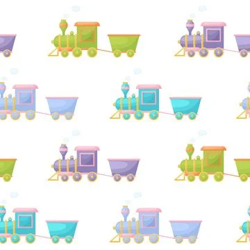 Cute children's seamless pattern with trains. Creative kids texture for fab.. Stock Illustration