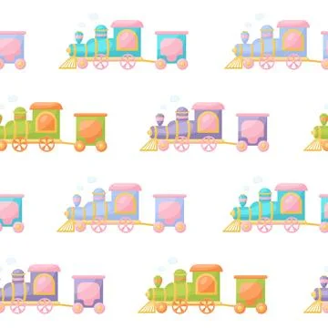 Cute children's seamless pattern with trains. Creative kids texture for fab.. Stock Illustration