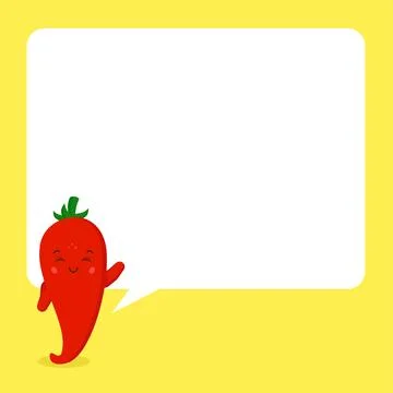 Cute Chili with Speech Bubbles Stock Illustration