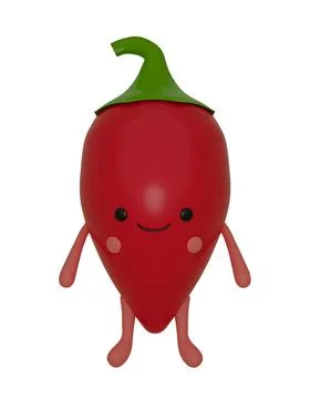 Cute chilli papper in cartoon style. 3d render illustration. Stock Illustration