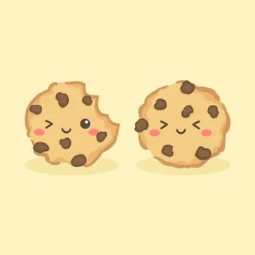Cute Choco Chip Cookies Vector Illustration Cartoon Character Icon Stock-Illustration