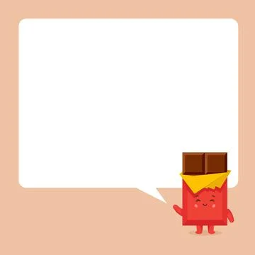Cute Chocolate Bar with Speech Bubbles Stock Illustration