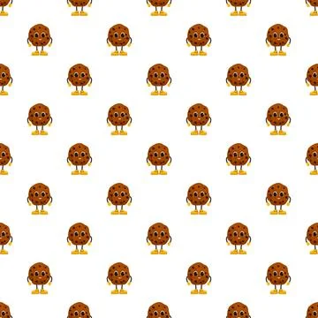 Cute chocolate chip cookie characters seamless pattern 스톡 일러스트