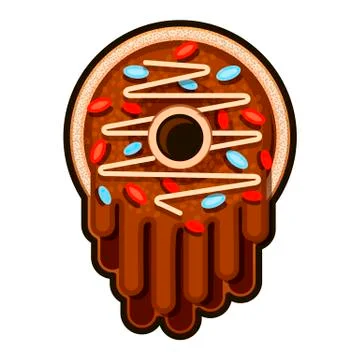 Cute chocolate donut vector illustration on white background Stock Illustration
