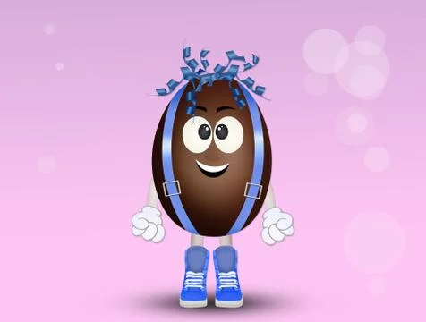 Cute chocolate egg with a funny face Stock Illustration