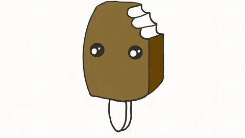 Cute Chocolate Ice Cream Bar Hand Drawn Animation Stock Footage 338000138