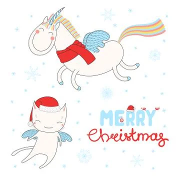 Cute Christmas angels Stock Illustration
