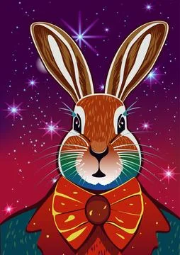 Cute Christmas background with bunny. Vector illustration Stock Illustration