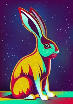 Cute Christmas background with bunny. Vector illustration Stock Illustration