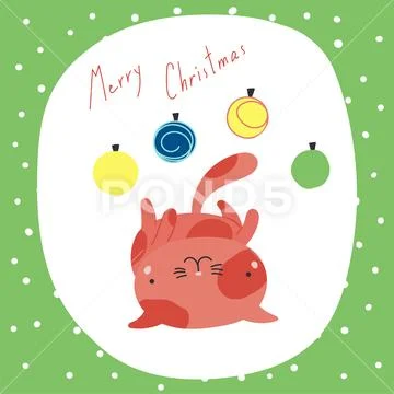Cute Christmas cats greeting card Stock Illustration