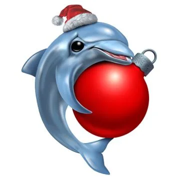 Cute Christmas Dolphin Stock Illustration