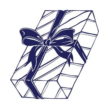 Cute Christmas Gift Box with Diagonal Stripes and Ribbon Bow. Great for Bir.. Stock Illustration