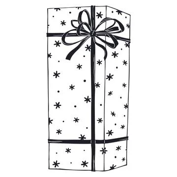 Cute Christmas Gift Box with Snowflake Print and Thin Ribbon Bow. Great for.. Stock Illustration