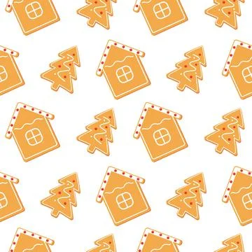 Cute Christmas ginger bread seamless pattern art 스톡 일러스트