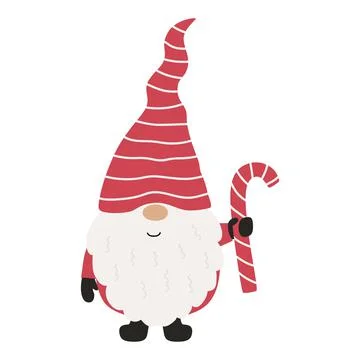 Cute christmas gnome with candy. Vector illustration. Stock Illustration