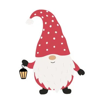 Cute christmas gnome with lantern. Vector illustration. Stock Illustration