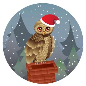 Cute Christmas Owl Ilustración de archivo