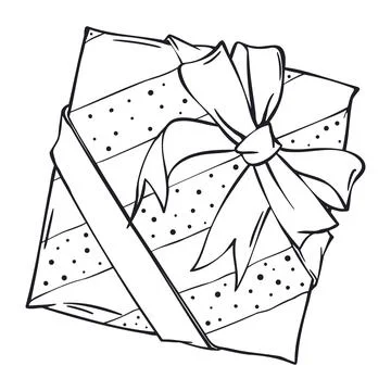 Cute Christmas Parcel with Polka Dot Stripes and Big Bow. Great for Holiday.. Stockillustratie