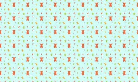 Cute christmas pattern with santa hats and stars on light blue Stock Illustration