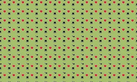 Cute christmas pattern with santa hats, snowflakes, and trees Stock Illustration