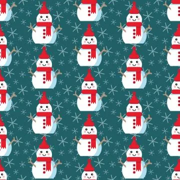 Cute Christmas pattern with snowman Illustrazione stock