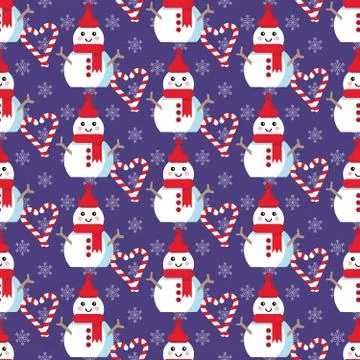 Cute Christmas pattern with snowman Stock Illustration