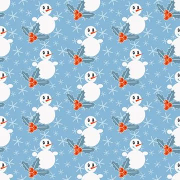 Cute Christmas pattern with snowman Stock Illustration