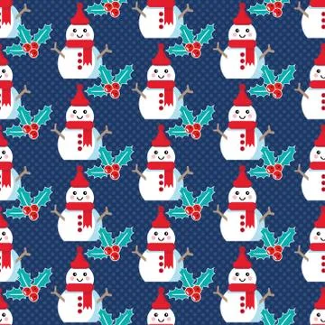 Cute Christmas pattern with snowman Stock Illustration