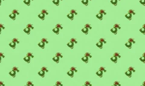 Cute christmas reindeer pattern on green background Stock Illustration