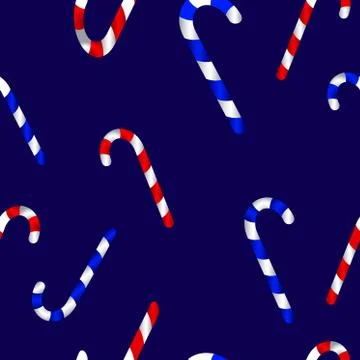 Cute Christmas seamless pattern with candy canes Stock Illustration