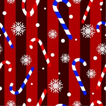 Cute Christmas seamless pattern with candy canes Stock Illustration