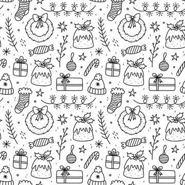 Cute Christmas seamless pattern Stock Illustration