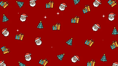 Cute Christmas Seamless Pattern with Santa and Gifts Stock Footage 324514185